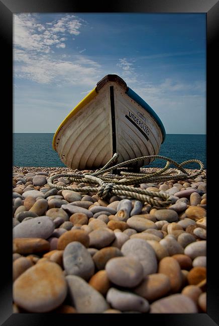 Chesil Beach boat Framed Print by Graham Custance