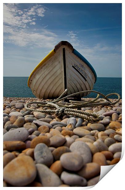 Chesil Beach boat Print by Graham Custance