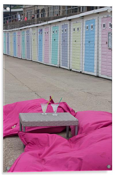 Lyme Regis Beach Huts Acrylic by Graham Custance
