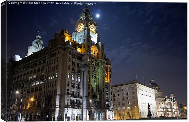 The Three Graces at Liverpool Pier Head Canvas Print by Paul Madden