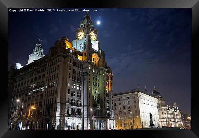 The Three Graces at Liverpool Pier Head Framed Print by Paul Madden