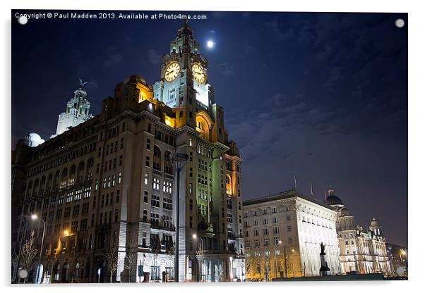 The Three Graces at Liverpool Pier Head Acrylic by Paul Madden