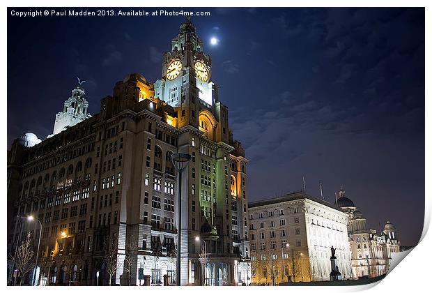 The Three Graces at Liverpool Pier Head Print by Paul Madden