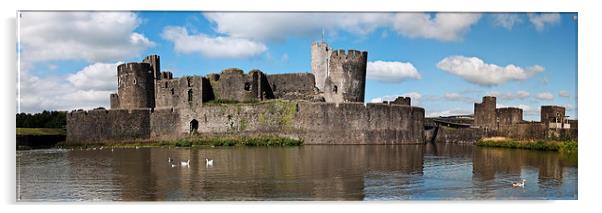 Caerphilly Castle Panorama Acrylic by Steve Purnell