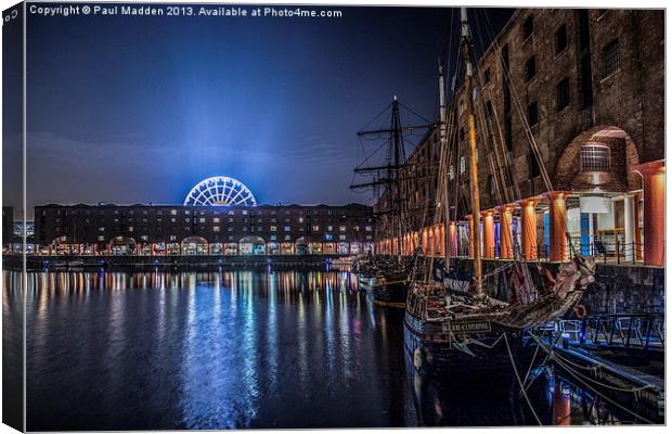 Liverpools Albert Dock at night Canvas Print by Paul Madden