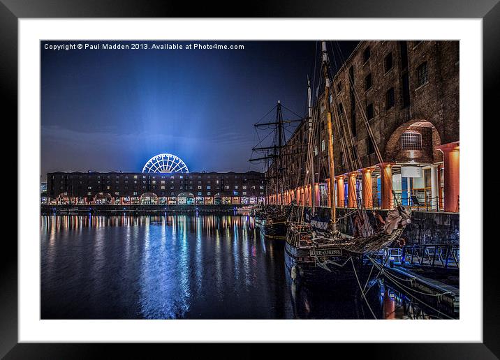 Liverpools Albert Dock at night Framed Mounted Print by Paul Madden