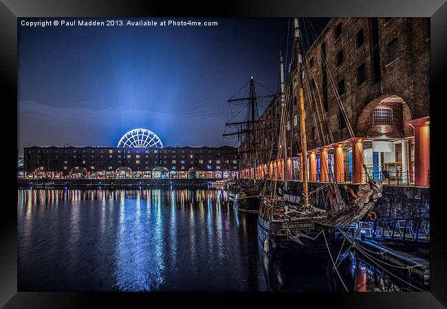 Liverpools Albert Dock at night Framed Print by Paul Madden