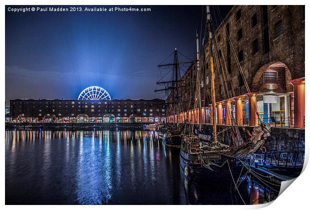 Liverpools Albert Dock at night Print by Paul Madden