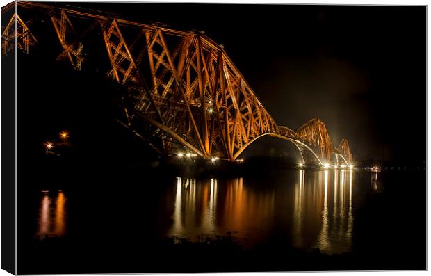 Forth Rail Bridge at Night Canvas Print by John Hastings