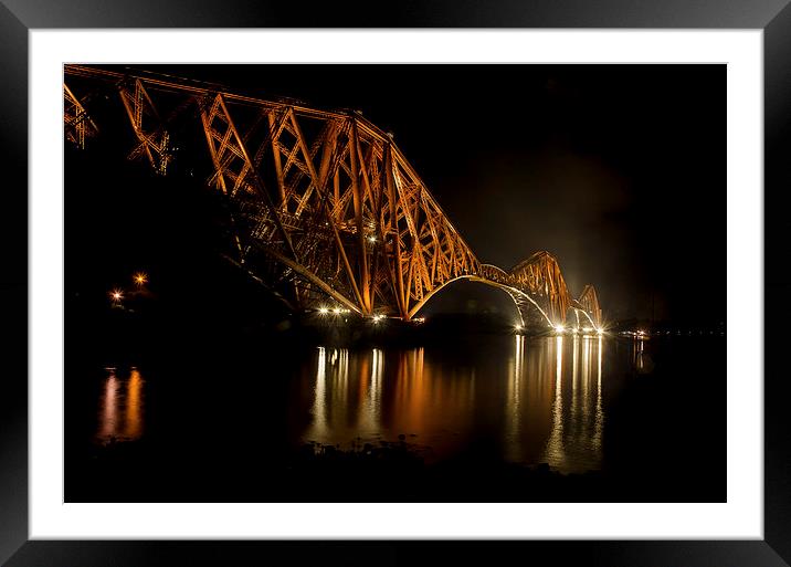 Forth Rail Bridge at Night Framed Mounted Print by John Hastings