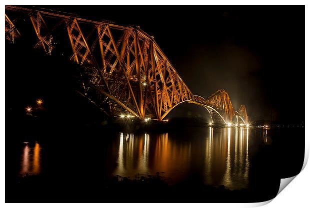 Forth Rail Bridge at Night Print by John Hastings