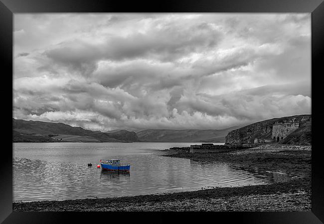 Blue Boat at Loch Eriboll Framed Print by Derek Beattie