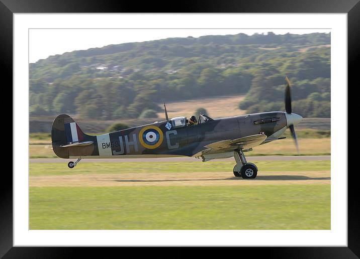 Spitfire Takeoff Framed Mounted Print by Nigel Bangert