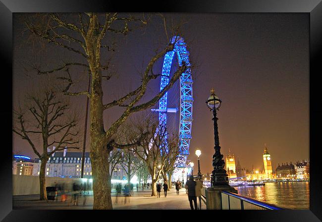 London Eye at Night Framed Print by Mark Gracey