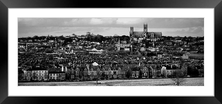 Lincoln cathedral with  city Rooftops & Spires Framed Mounted Print by Jon Fixter