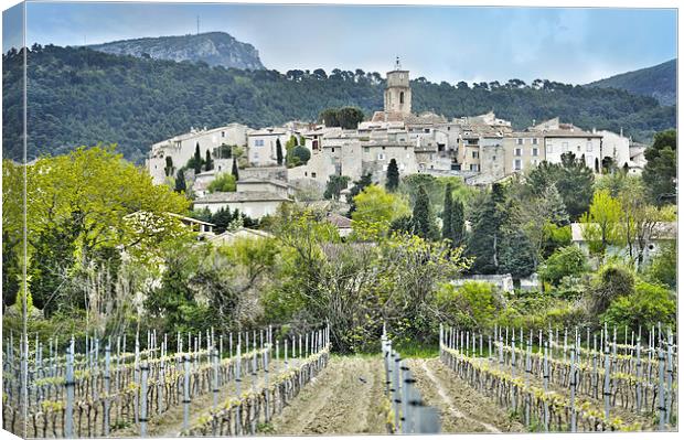 Sablet village and vineyard France Canvas Print by Jean Gill