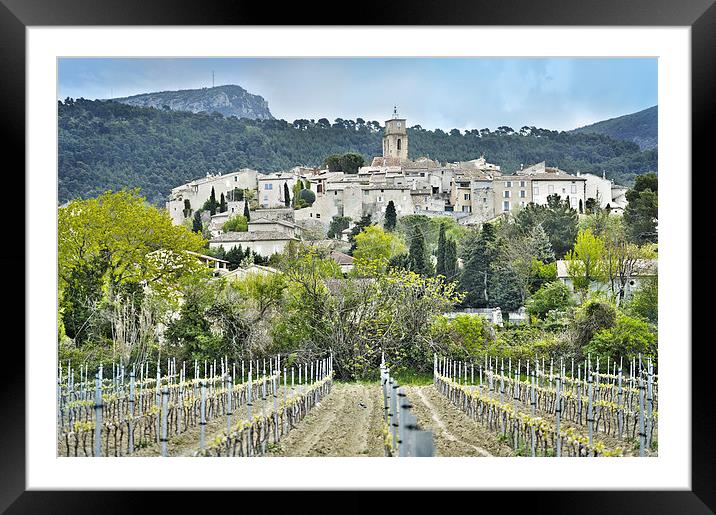 Sablet village and vineyard France Framed Mounted Print by Jean Gill