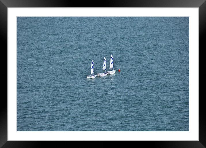 Three little sailing boats Framed Mounted Print by Michelle Orai