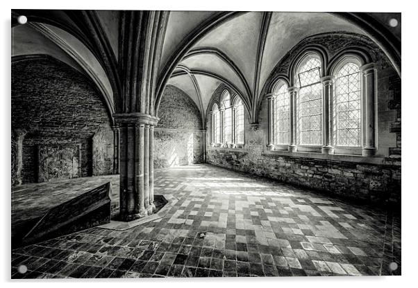 Lacock abbey cloister house Acrylic by Carmen Clark