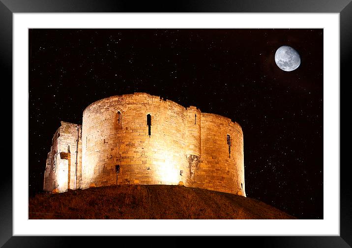 Moonlit Cliffords Tower at Midnight Framed Mounted Print by Graham Parry