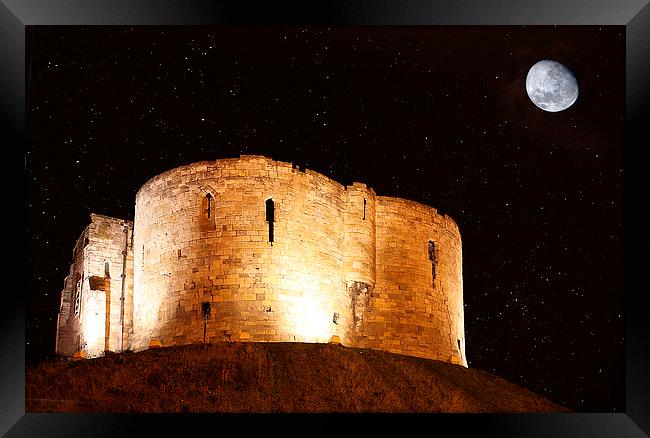 Moonlit Cliffords Tower at Midnight Framed Print by Graham Parry