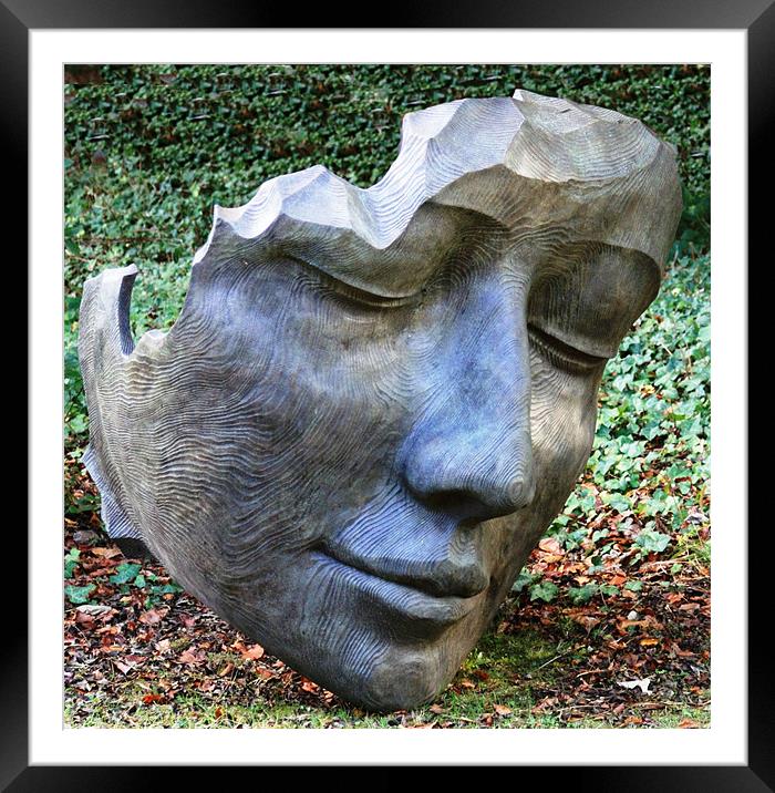 Face sculpture Framed Mounted Print by Ruth Hallam