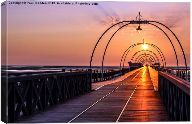Southport Pier At Sunset Canvas Print by Paul Madden