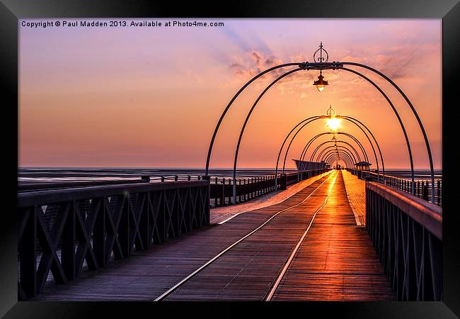 Southport Pier At Sunset Framed Print by Paul Madden