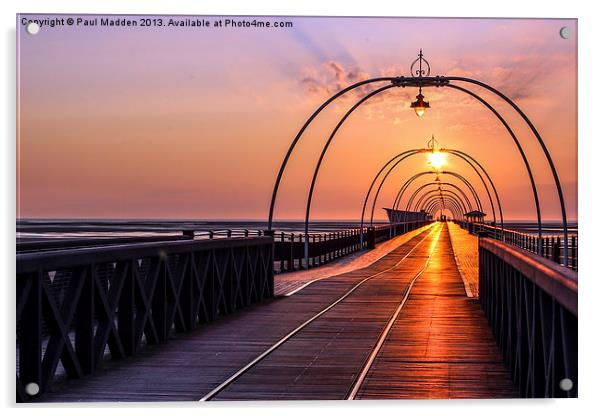 Southport Pier At Sunset Acrylic by Paul Madden