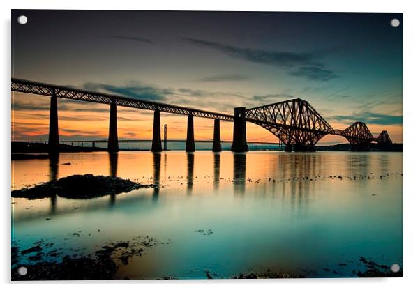 Forth Rail bridge sunset Acrylic by James Marsden