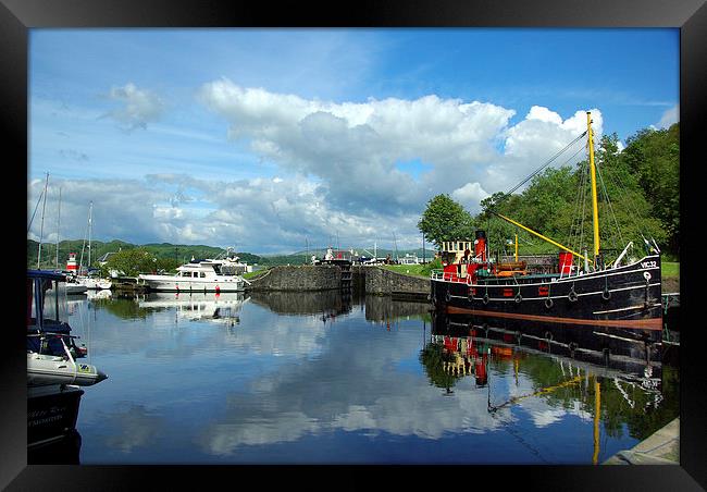 Reflections of Crinan Harbour Framed Print by David Wilson