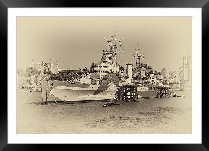 HMS Belfast Framed Mounted Print by Dean Messenger