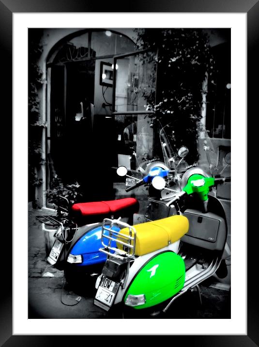 Rome Scooters Framed Mounted Print by Sean Wareing