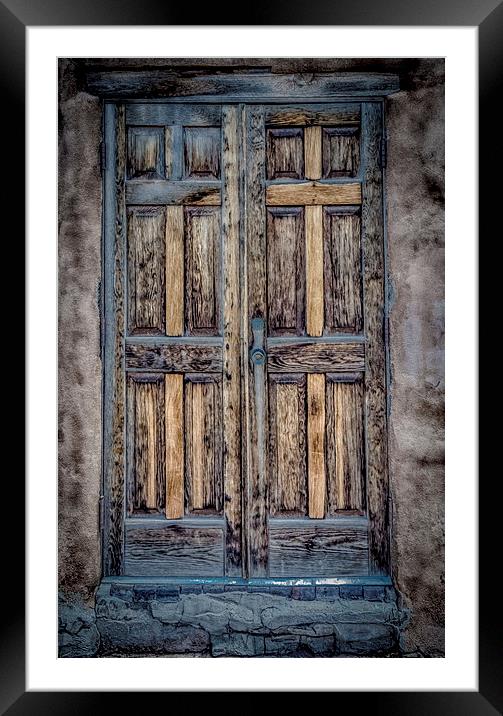 Western double door on abobe wall Framed Mounted Print by Gareth Burge Photography
