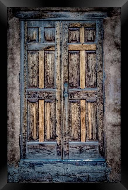 Western double door on abobe wall Framed Print by Gareth Burge Photography