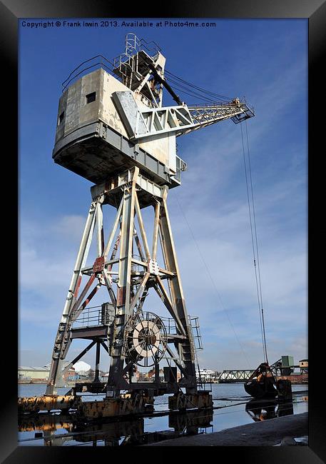 A Dockside Crawler Crane Framed Print by Frank Irwin