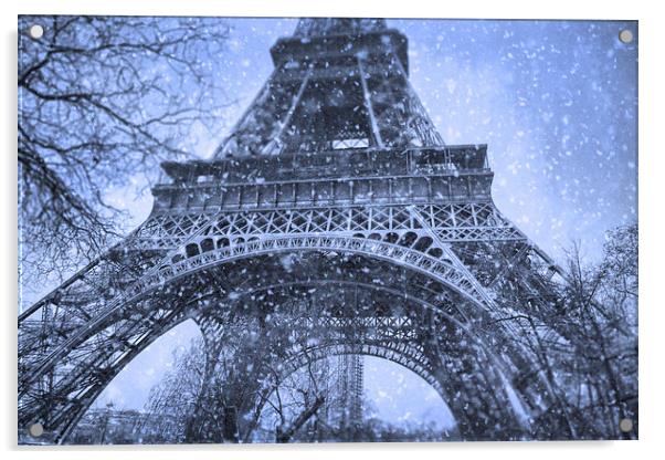 Winter Wonderland at the Eiffel Tower Acrylic by Les McLuckie