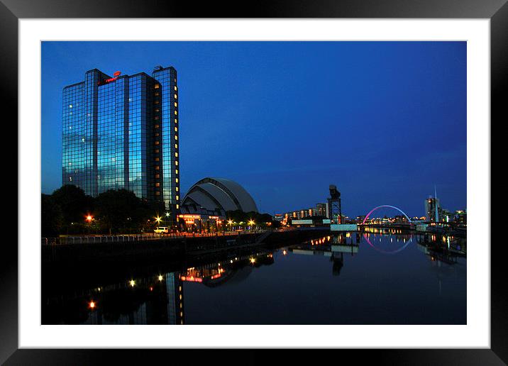 Captivating Night Scene of River Clyde Framed Mounted Print by Les McLuckie