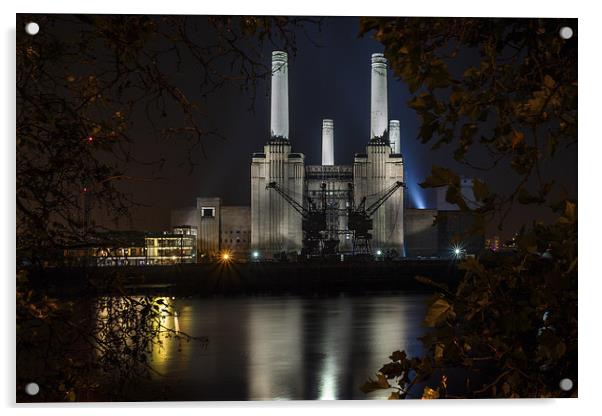 Battersea Power Station, at night Acrylic by Izzy Standbridge