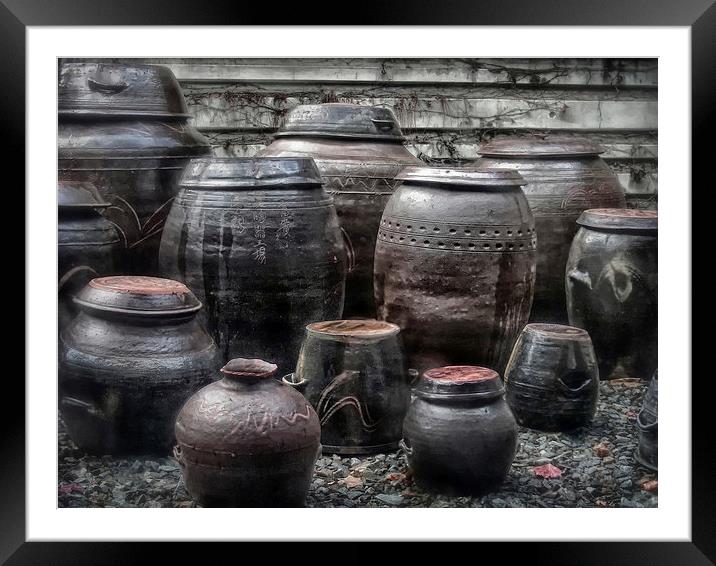 Kimchi Pots Framed Mounted Print by Mary Lane