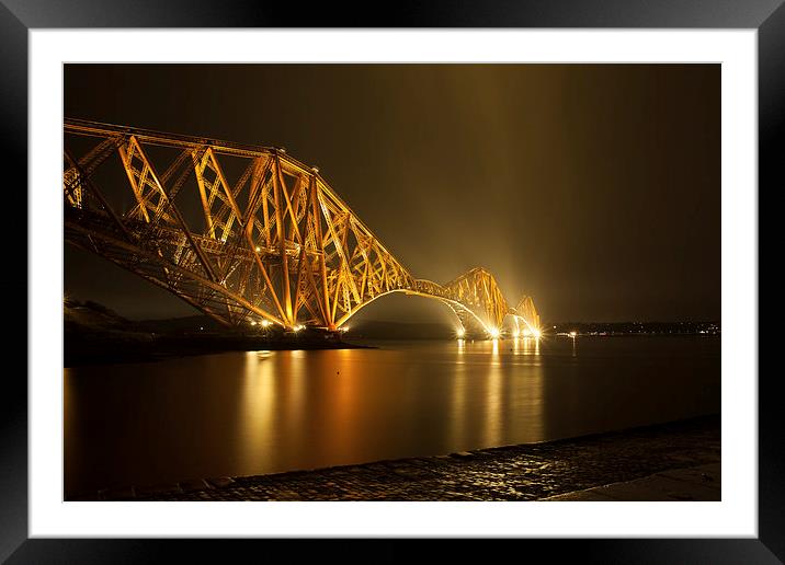 Forth Rail Bridge At Night Framed Mounted Print by craig beattie