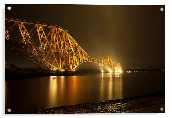 Forth Rail Bridge At Night Acrylic by craig beattie