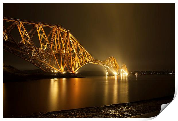 Forth Rail Bridge At Night Print by craig beattie