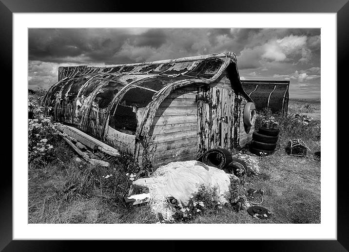 Fishermans Sheds, Lindisfarne Framed Mounted Print by Dave Turner