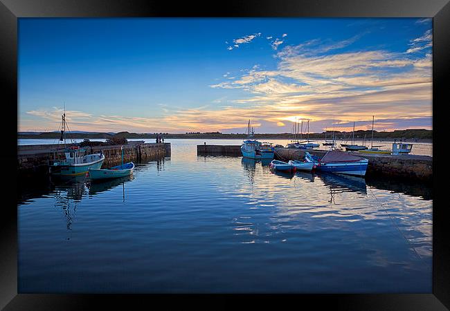 Beadnell Harbour Sunset, Northumberland Framed Print by Dave Turner