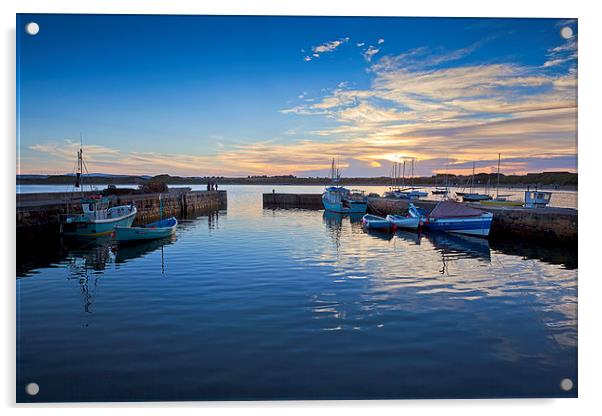 Beadnell Harbour Sunset, Northumberland Acrylic by Dave Turner