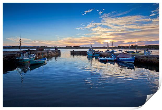 Beadnell Harbour Sunset, Northumberland Print by Dave Turner