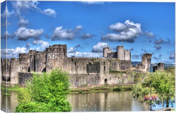 Caerphilly Castle Painterly Canvas Print by Steve Purnell