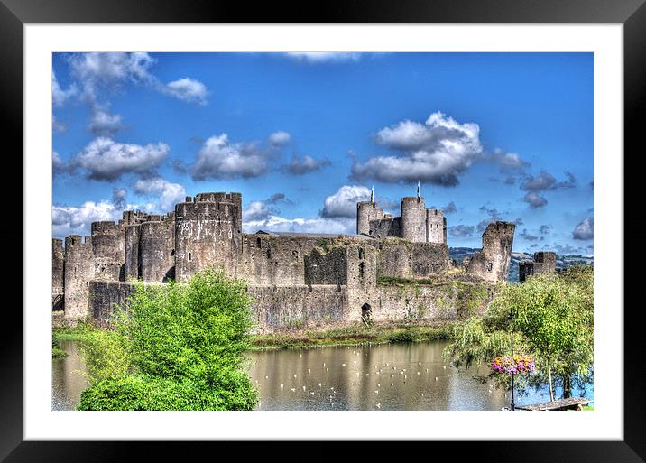 Caerphilly Castle Painterly Framed Mounted Print by Steve Purnell