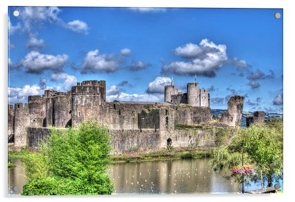 Caerphilly Castle Painterly Acrylic by Steve Purnell